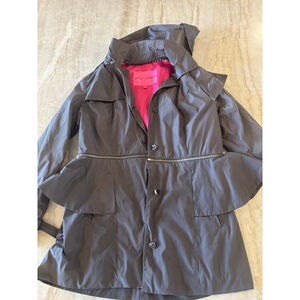 Women's Betsey Johnson Gray & Pink Trench Coat XL
